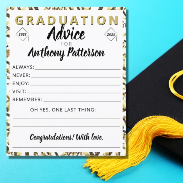 Graduation Party Advice Card Confetti Black Gold (Creator Uploaded)