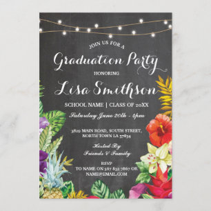 Graduation Party Aloha Tropical Luau Lights Invite