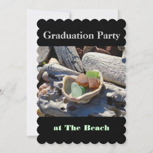 Graduation Party at the Beach Invitations Black