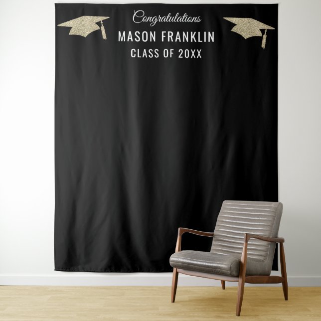 Graduation Party Backdrop Photo Prop Tapestry (In Situ)
