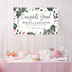 Graduation Party Banner   Tropical Jungle Greenery