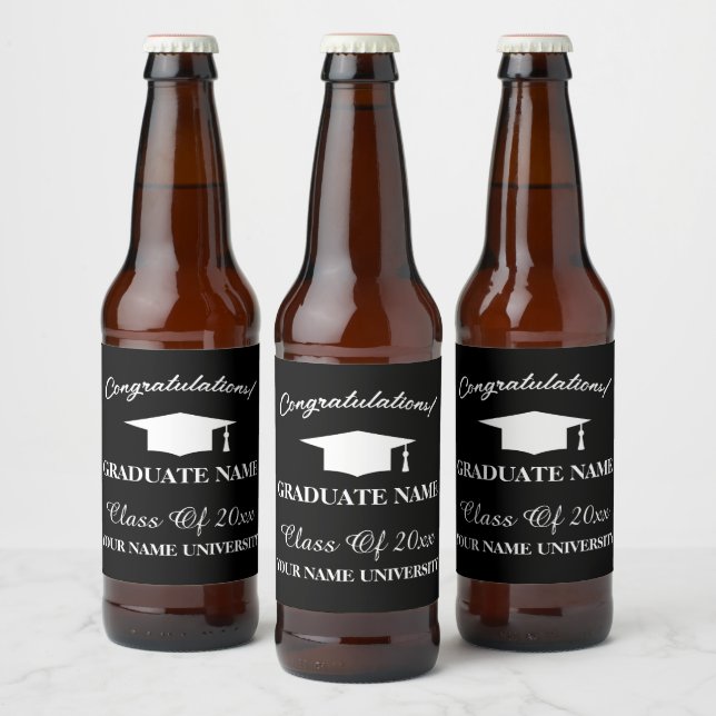 Graduation party beer bottle lables with grad name label (Bottles)