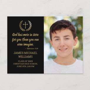 Graduation Party Bible Verse Photo Black Gold Postcard