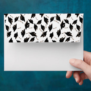 Graduation Party Black and White Mortarboard  Envelope