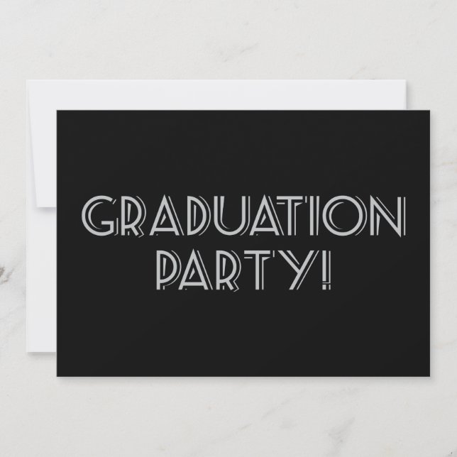 Graduation Party! Black, Grey, Matte 5" x 7" Invitation (Front)