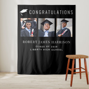 Graduation Party Black Photo Booth Backdrop Tapestry