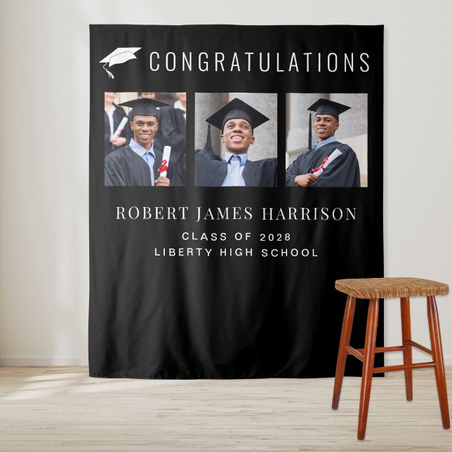 Graduation Party Black Photo Booth Backdrop Tapestry (Creator Uploaded)
