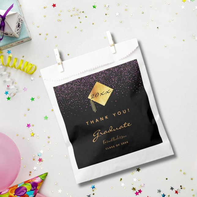 Graduation party black purple gold thank you 2025 favour bag (Creator Uploaded)