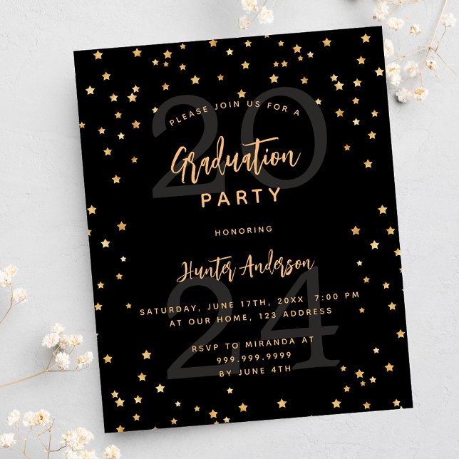 Graduation party black star year 2025 invitation (Creator Uploaded)