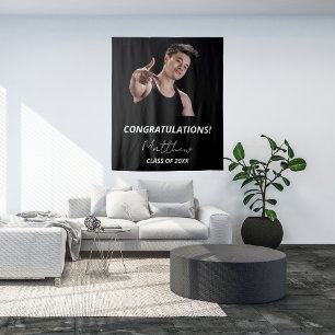 Graduation party black white photo 2025 tapestry