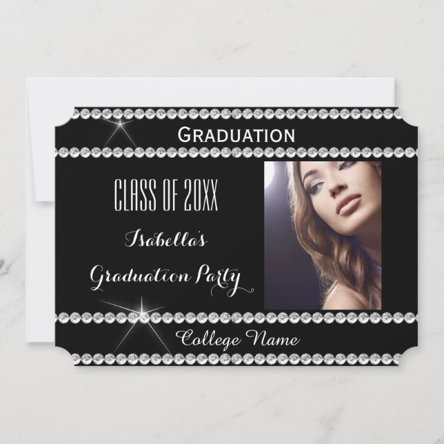 Graduation Party Black White Photo Invitation (Front)
