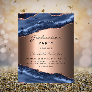 Graduation party blue agate rose budget invitation