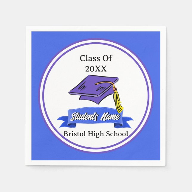 Graduation Party Blue and White School Colours Napkin (Front)