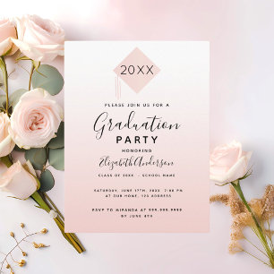 Graduation party blush pink cap 2025 invitation postcard
