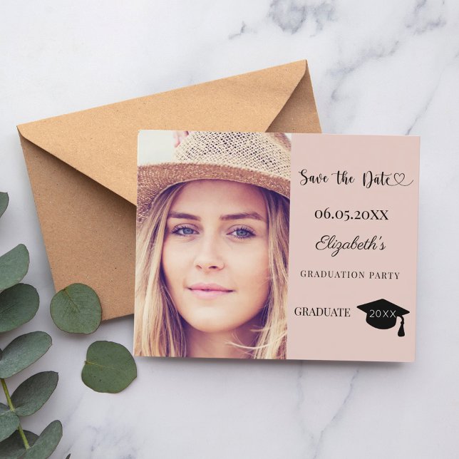 Graduation Party blush pink neutral Save the Date Flyer (Creator Uploaded)