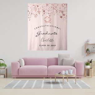 Graduation party blush rose gold graduate tapestry