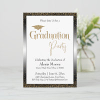 Graduation Party Bordered Gold Confetti