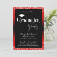 Graduation Party Bright Red Ombre Confetti