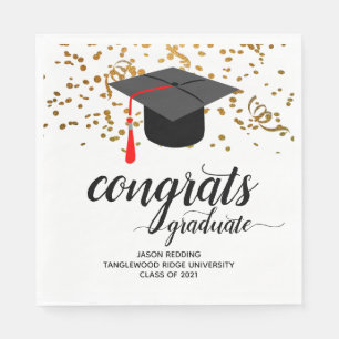 Graduation Party Class Of 2021 Gold Glitter Napkin