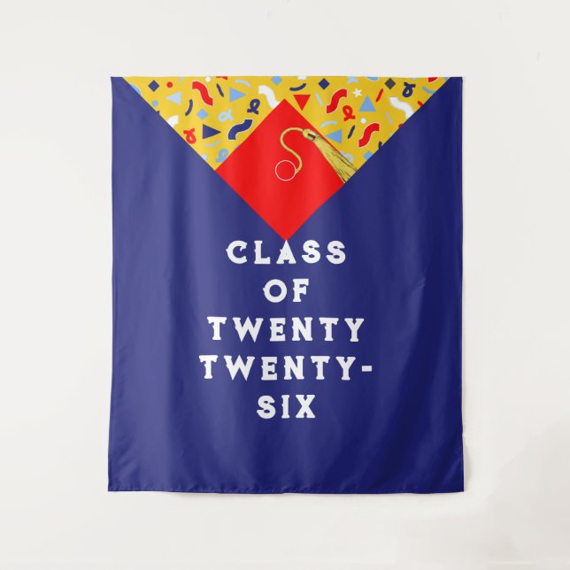 Graduation Party Class of 2025 Photo Backdrop Tapestry (Front)