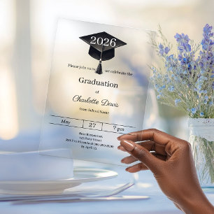 Graduation party class of 2026 clear luxury acrylic invitations