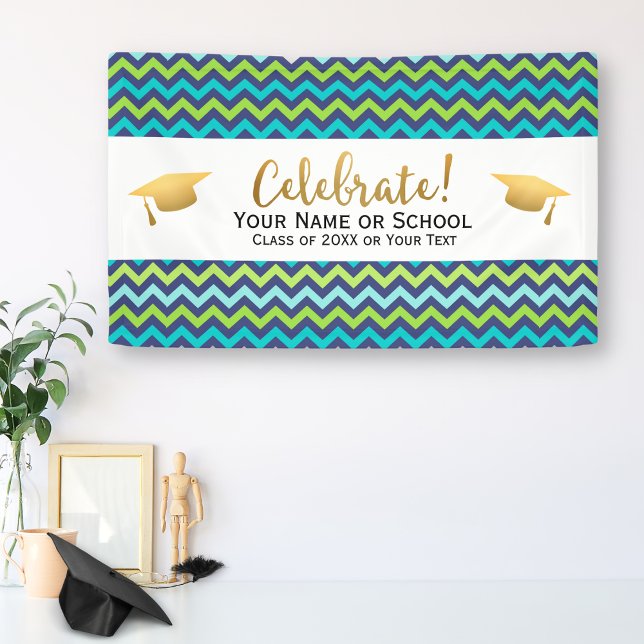 Graduation Party Class of 20XX Colourful Chevron Banner (Creator Uploaded)