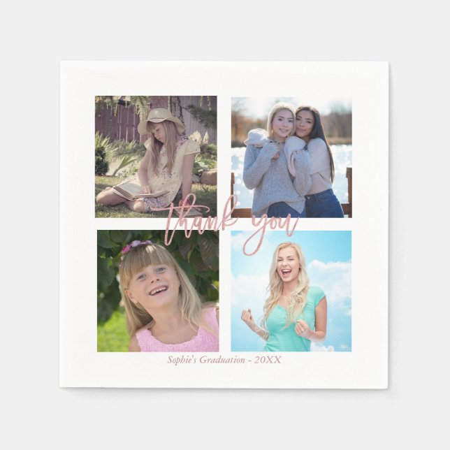 Graduation Party Custom Photo Collage Napkin (Front)