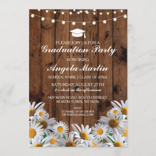 Graduation Party Daisy Wood Lights Invite Graduate