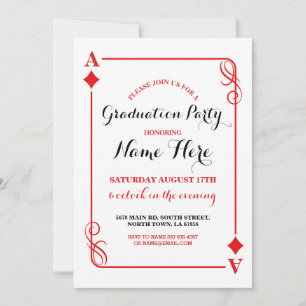 Graduation Party Diamond Playing Card Vegas Invite