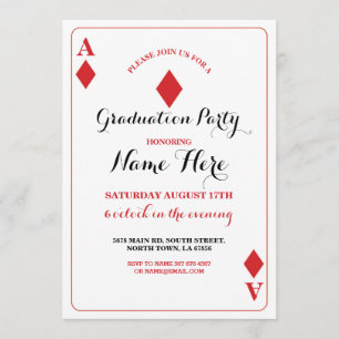 Graduation Party Diamond Playing Card Vegas Invite