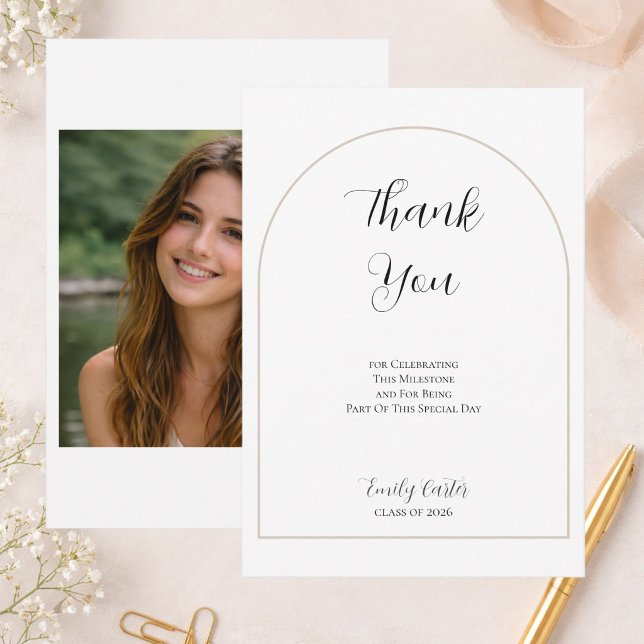 Graduation Party  | Elegant Script Thank You Card (Creator Uploaded)
