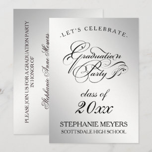 Graduation Party  Elegant Silver Graduate Script Invitation