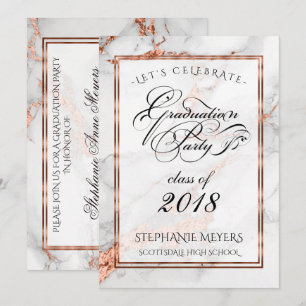 Graduation Party Faux Italian Copper  Marble Invitation