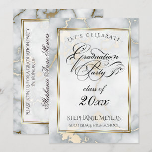 Graduation Party Faux Italian Gold  Marble Invitation