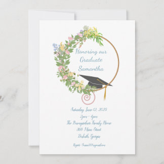 Graduation Party Floral Design with Customisation Invitation