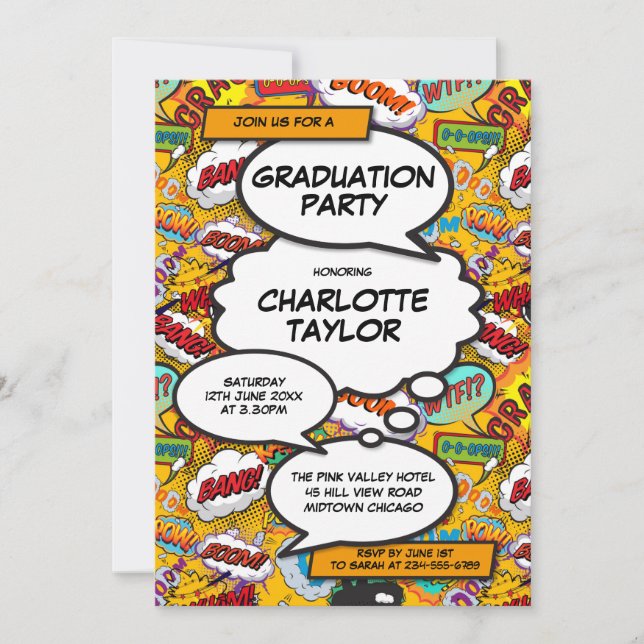 Graduation Party Fun Comic Book Class of 2022 Invitation (Front)