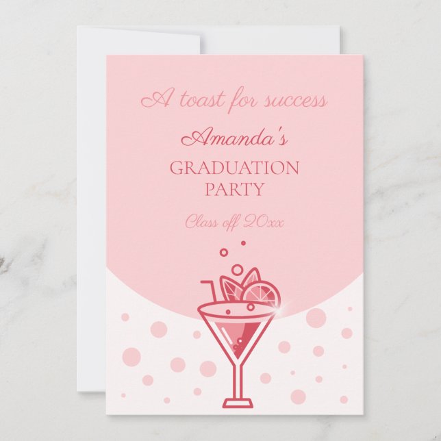 Graduation Party Girly Bubble in Pink Invitation (Front)