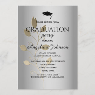 Graduation Party Gold and Silver Elegant Invitation