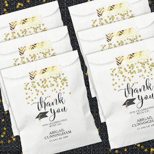Graduation Party Gold Confetti Script THANK YOU Favour Bag