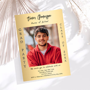 Graduation party gold photo class of 2025 invitation