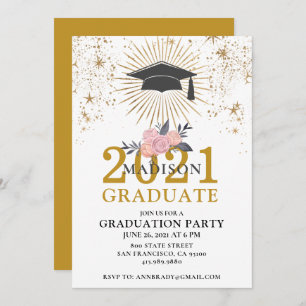 Graduation Party Gold Pink Class Of 2021 Invitation