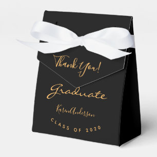 Graduation party graduate black gold chic favour box