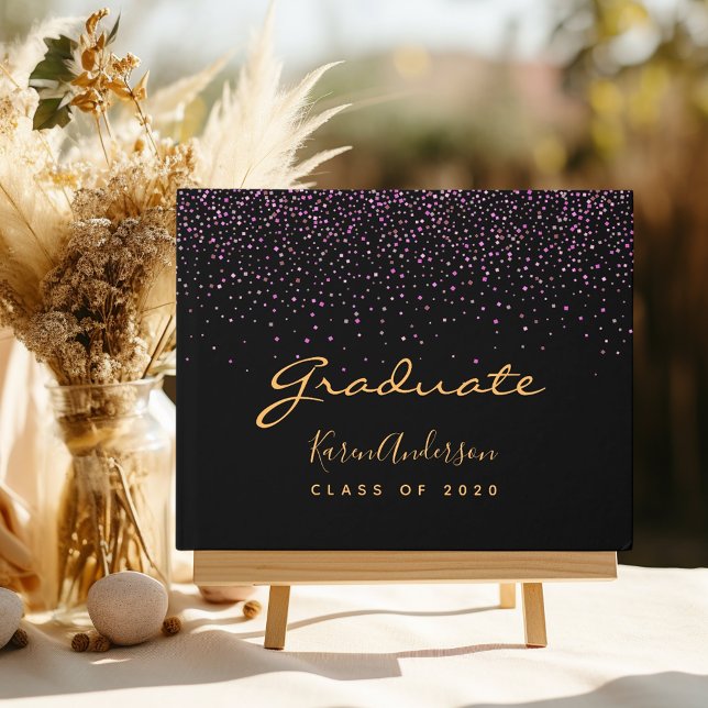 Graduation party graduate black purple guest book (Creator Uploaded)