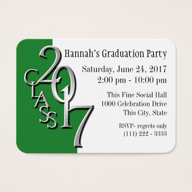 Graduation Party Green Photo Insert Card 2017 (Front)