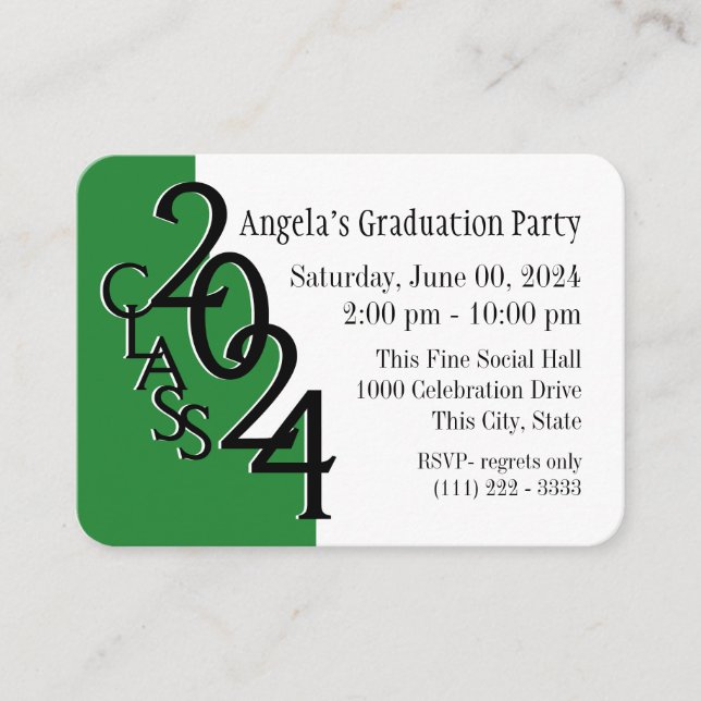 Graduation Party Green Photo Insert Card 2024 (Front)
