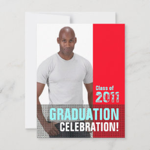 Graduation Party Invitation Add Photo Red B4