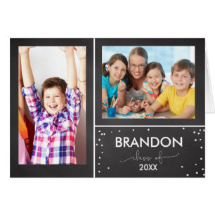 Graduation Party Invitation Black Chalkboard-Look,