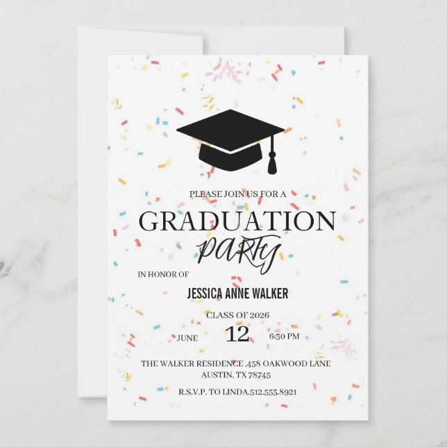 Graduation Party Invitation Elegant Gold Editable  (Front)