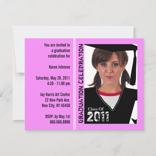Graduation Party Invitation Funny Photo Cap Gown 2 (Front)