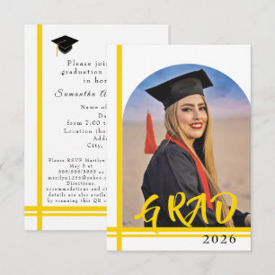 Graduation Party Invitation - gold lines & photo